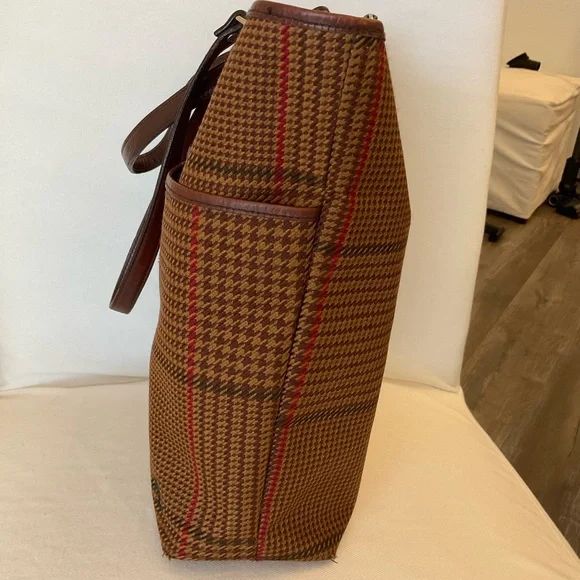 Vintage Lauren by Ralph Lauren Brown Plaid Tote Bag - Picture 4 of 16